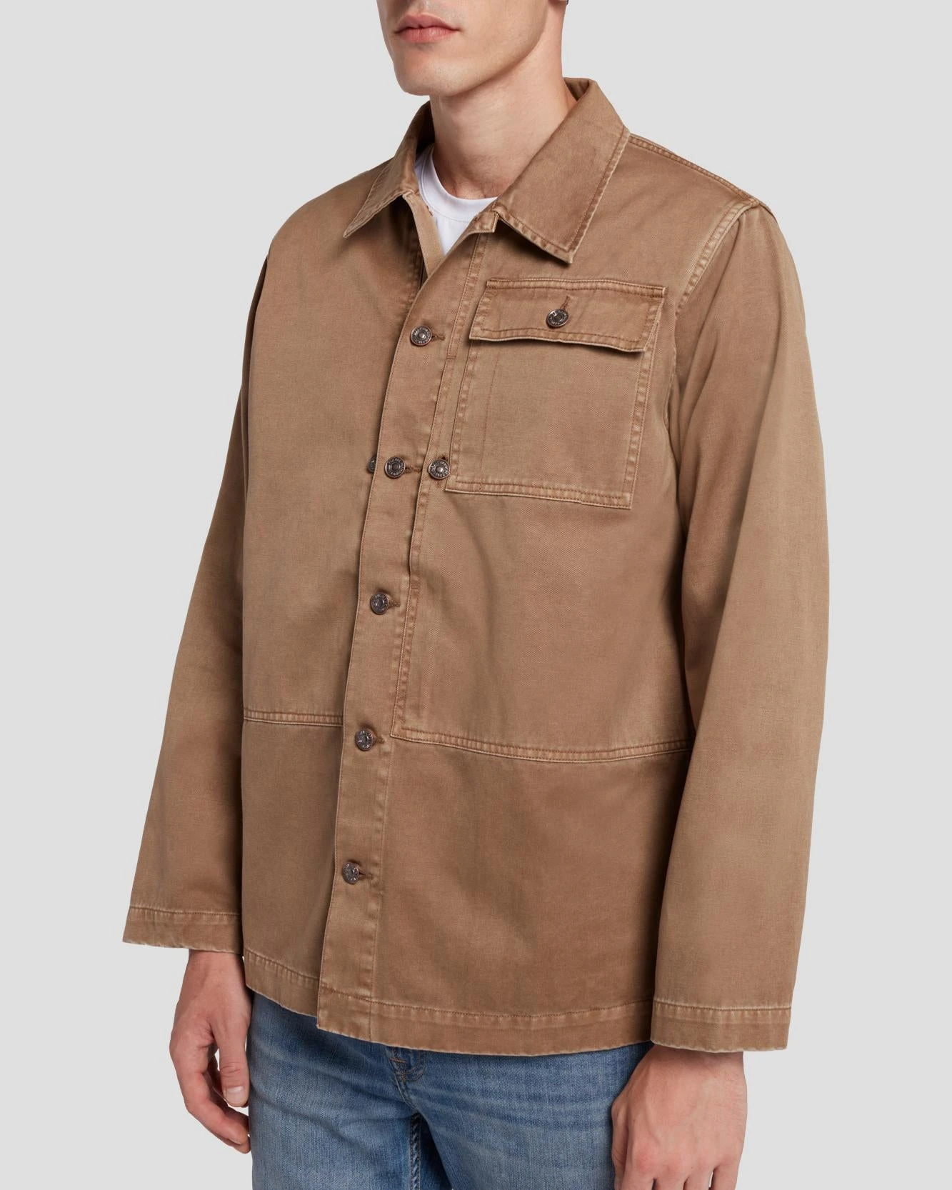7 For All Mankind Military Overshirt In Sand 5 7 For All Mankind Military Overshirt In Sand - Image 3