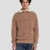7 For All Mankind Half Zip Sweater In Sand -Sleek Fit Style 7MHZMK03 SOW 1