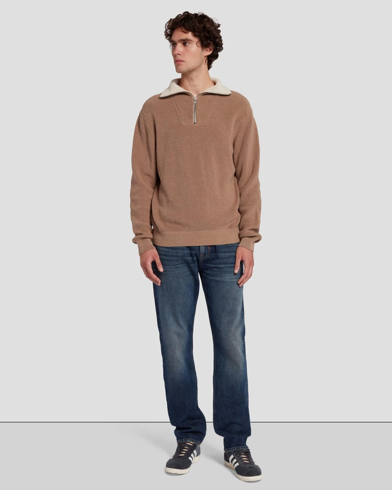 7 For All Mankind Half Zip Sweater In Sand 4 7 For All Mankind Half Zip Sweater In Sand - Image 2