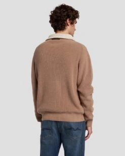 7 For All Mankind Half Zip Sweater In Sand 11 7 For All Mankind Half Zip Sweater In Sand -Sleek Fit Style 7MHZMK03 SOW 4