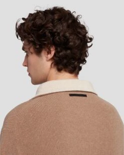 7 For All Mankind Half Zip Sweater In Sand 13 7 For All Mankind Half Zip Sweater In Sand -Sleek Fit Style 7MHZMK03 SOW 6