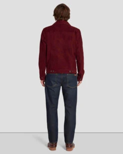 7 For All Mankind Suede Western Jacket In Burgundy -Sleek Fit Style 7MSEMH20 BDY 6