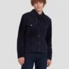 7 For All Mankind Suede Trucker In Navy 1 7 For All Mankind Suede Trucker In Navy -Sleek Fit Style 7MSEML01 NVY 1