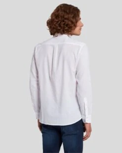 7 For All Mankind Linen Blend Button Up Shirt In White 11 7 For All Mankind Linen Blend Button Up Shirt In White -Sleek Fit Style 7MSFMH31 WHT 4