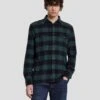 7 For All Mankind Flannel Overshirt In Hunter Green -Sleek Fit Style 7MSFMS36 HUG 1