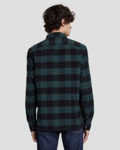 7 For All Mankind Flannel Overshirt In Hunter Green 11 7 For All Mankind Flannel Overshirt In Hunter Green -Sleek Fit Style 7MSFMS36 HUG 4