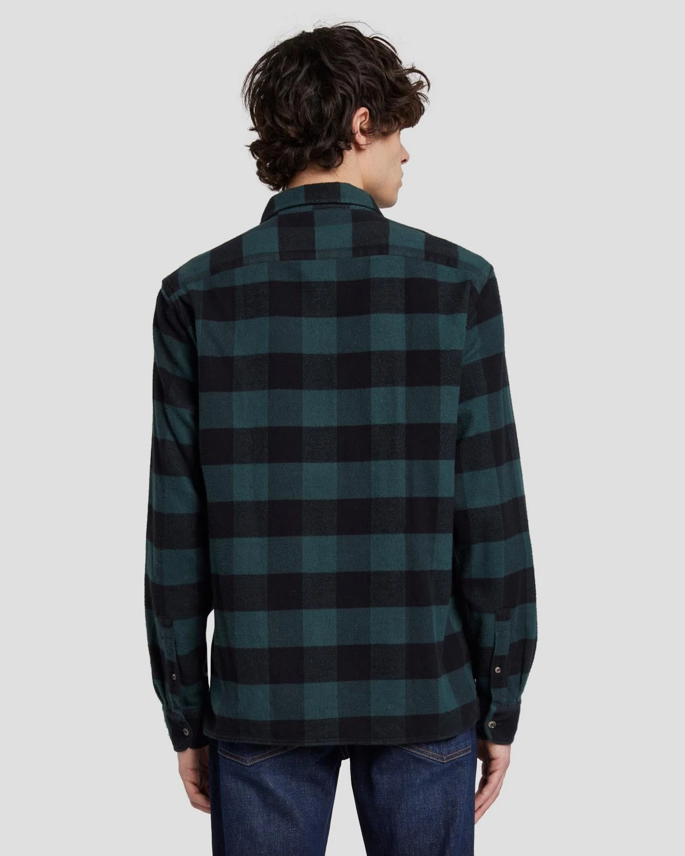 7 For All Mankind Flannel Overshirt In Hunter Green 6 7 For All Mankind Flannel Overshirt In Hunter Green - Image 4