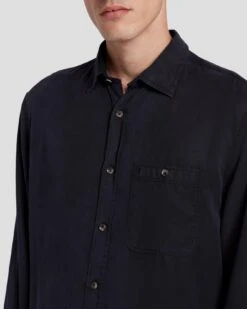 7 For All Mankind Tencel Shirt In Navy 12 7 For All Mankind Tencel Shirt In Navy -Sleek Fit Style 7MSFMW01 NVY 5