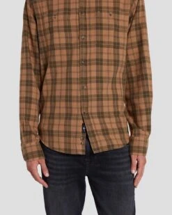 7 For All Mankind Checkered Overshirt In Sand -Sleek Fit Style 7MSFMW02 SND 6