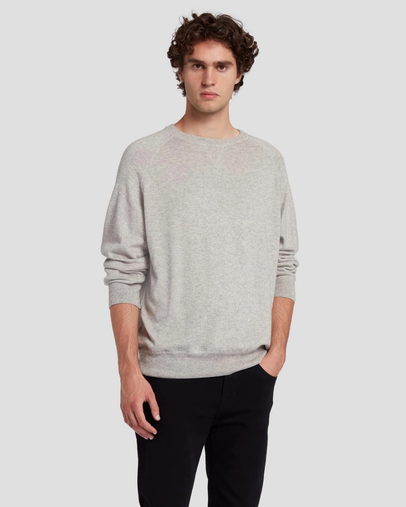 7 For All Mankind Wool Blend Crewneck In Heather Grey 3 7 For All Mankind Wool Blend Crewneck In Heather Grey