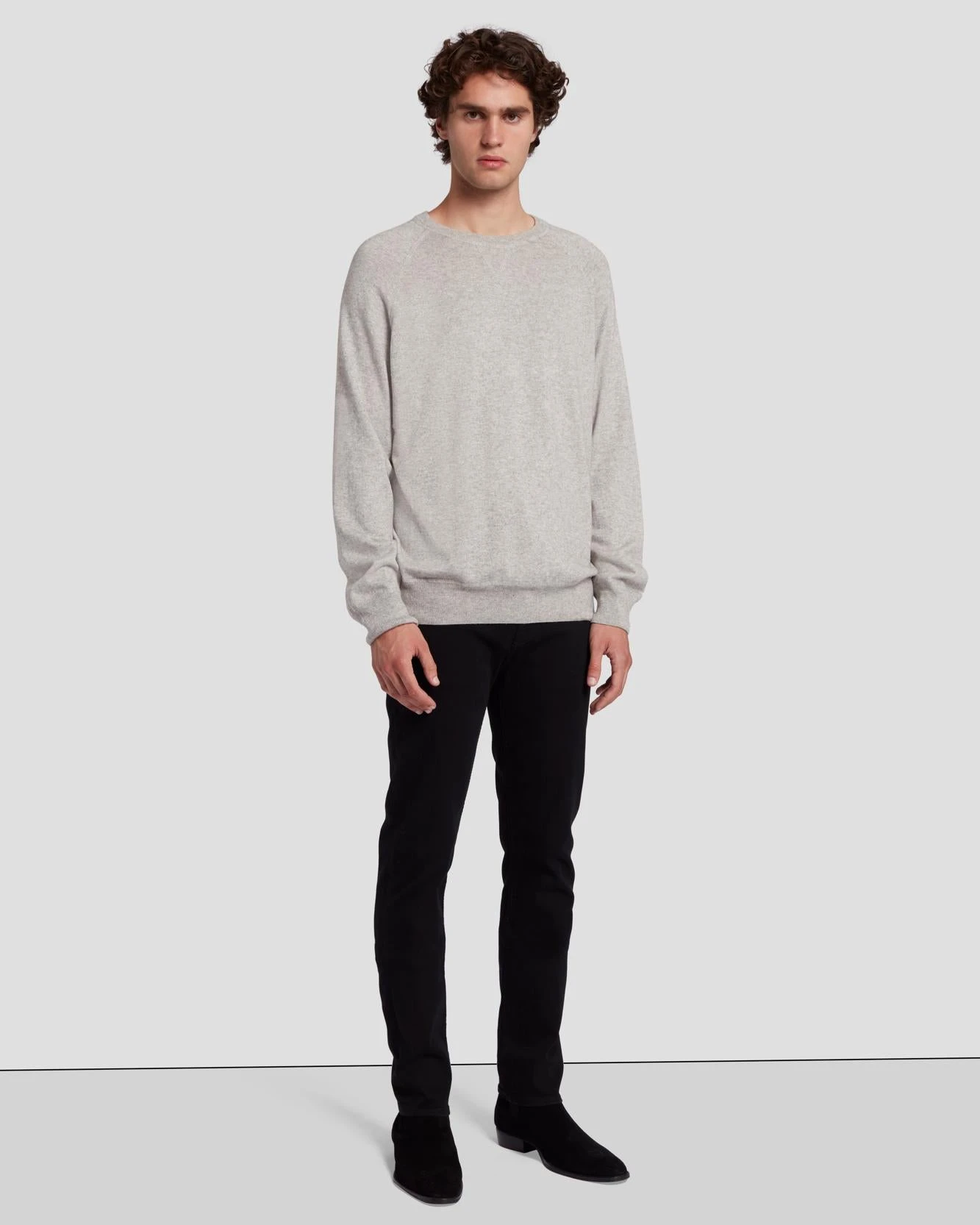 7 For All Mankind Wool Blend Crewneck In Heather Grey 4 7 For All Mankind Wool Blend Crewneck In Heather Grey - Image 2
