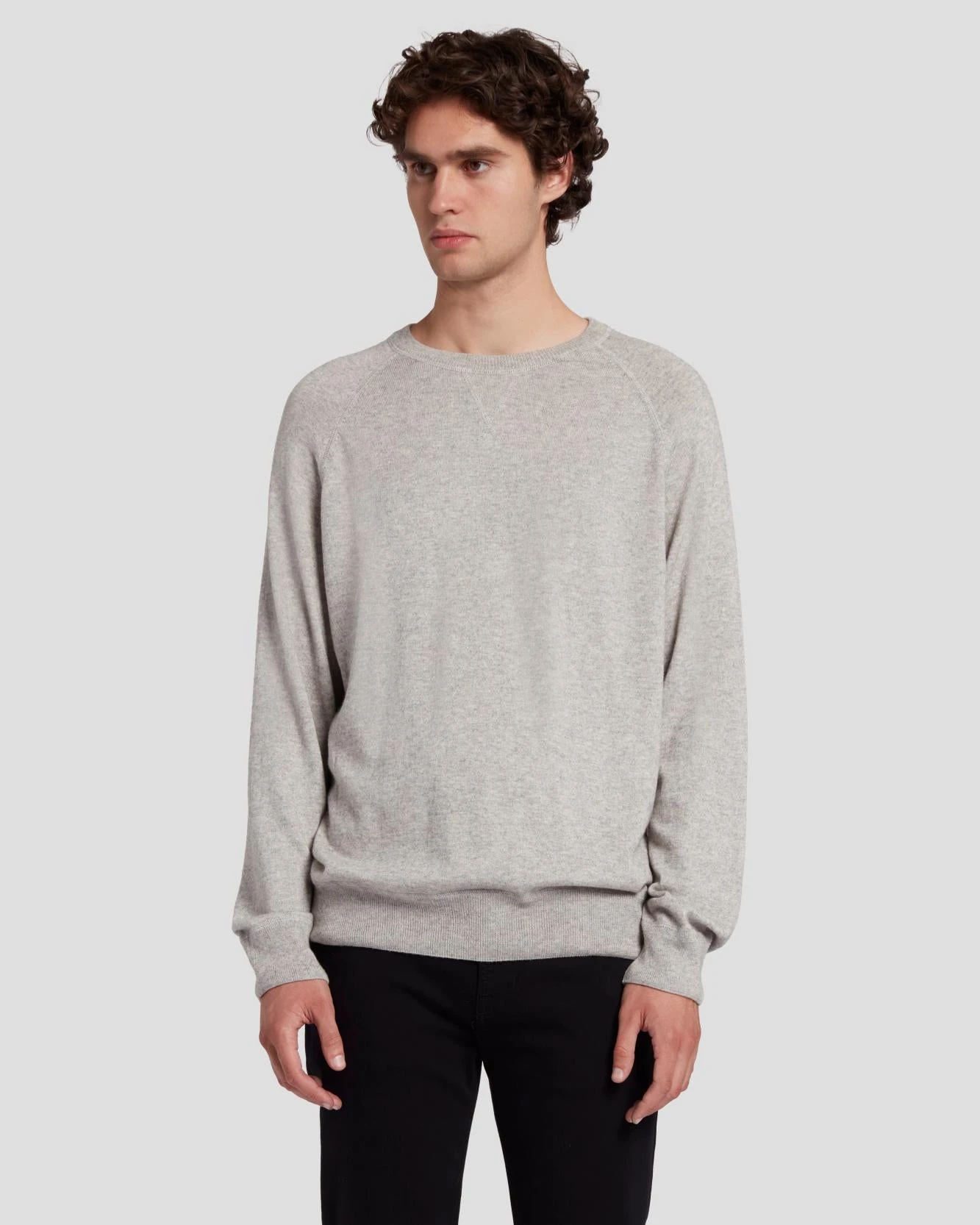 7 For All Mankind Wool Blend Crewneck In Heather Grey 5 7 For All Mankind Wool Blend Crewneck In Heather Grey - Image 3