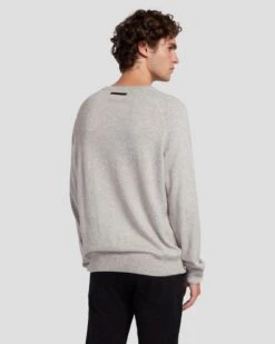 7 For All Mankind Wool Blend Crewneck In Heather Grey 11 7 For All Mankind Wool Blend Crewneck In Heather Grey -Sleek Fit Style 7MSHMK51 HEA 4