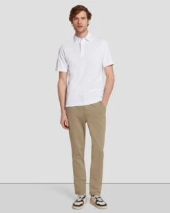 7 For All Mankind Pique Knit Polo In White 12 7 For All Mankind Pique Knit Polo In White -Sleek Fit Style 7MSMMH22 WHT 5