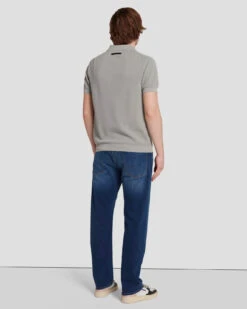 7 For All Mankind Textured Sweater Polo In Cloudy Grey -Sleek Fit Style 7MSMMH26 GRY 4