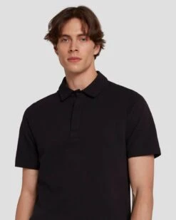 7 For All Mankind Pique Knit Polo In Black -Sleek Fit Style 7MSMMM35 BLK 5