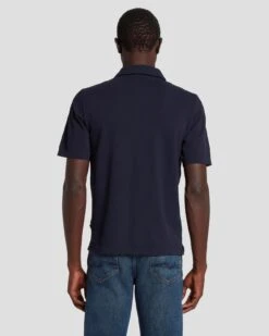 7 For All Mankind Pique Knit Polo In Navy -Sleek Fit Style 7MSMMM35 NVY 4