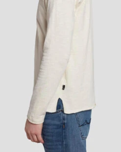 7 For All Mankind Long Sleeve Henley In Dover White -Sleek Fit Style 7MSPMH37 DRW 5