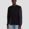 7 For All Mankind Merino Patchwork Sweater In Navy -Sleek Fit Style 7MZHMH12 NVY 1
