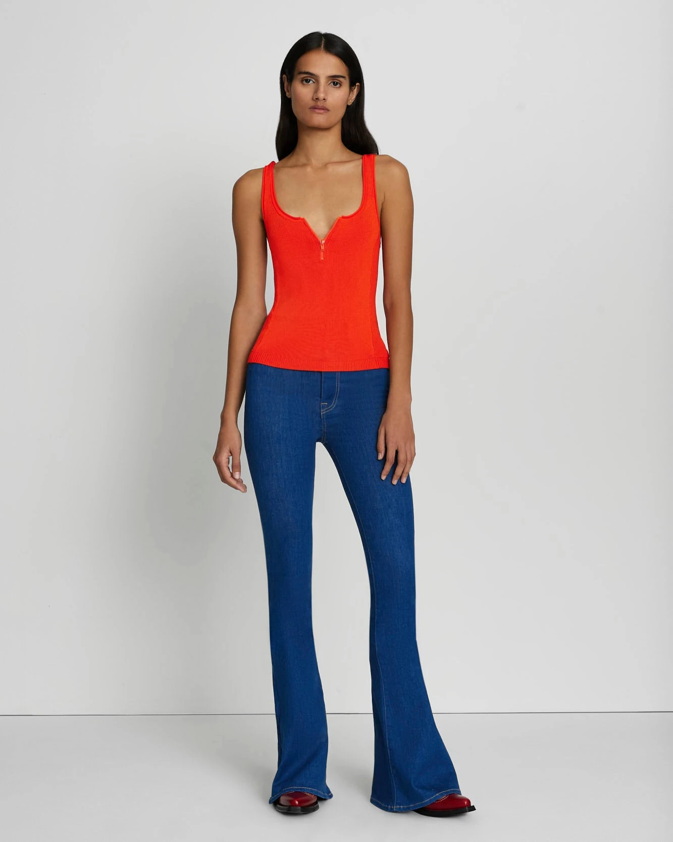 7 For All Mankind High Shine Quarter Zip Ribbed Tank In Koi 4 7 For All Mankind High Shine Quarter Zip Ribbed Tank In Koi - Image 2