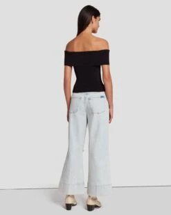 7 For All Mankind Off The Shoulder Ribbed Top In Black 11 7 For All Mankind Off The Shoulder Ribbed Top In Black -Sleek Fit Style 7N116F23 BLK 4