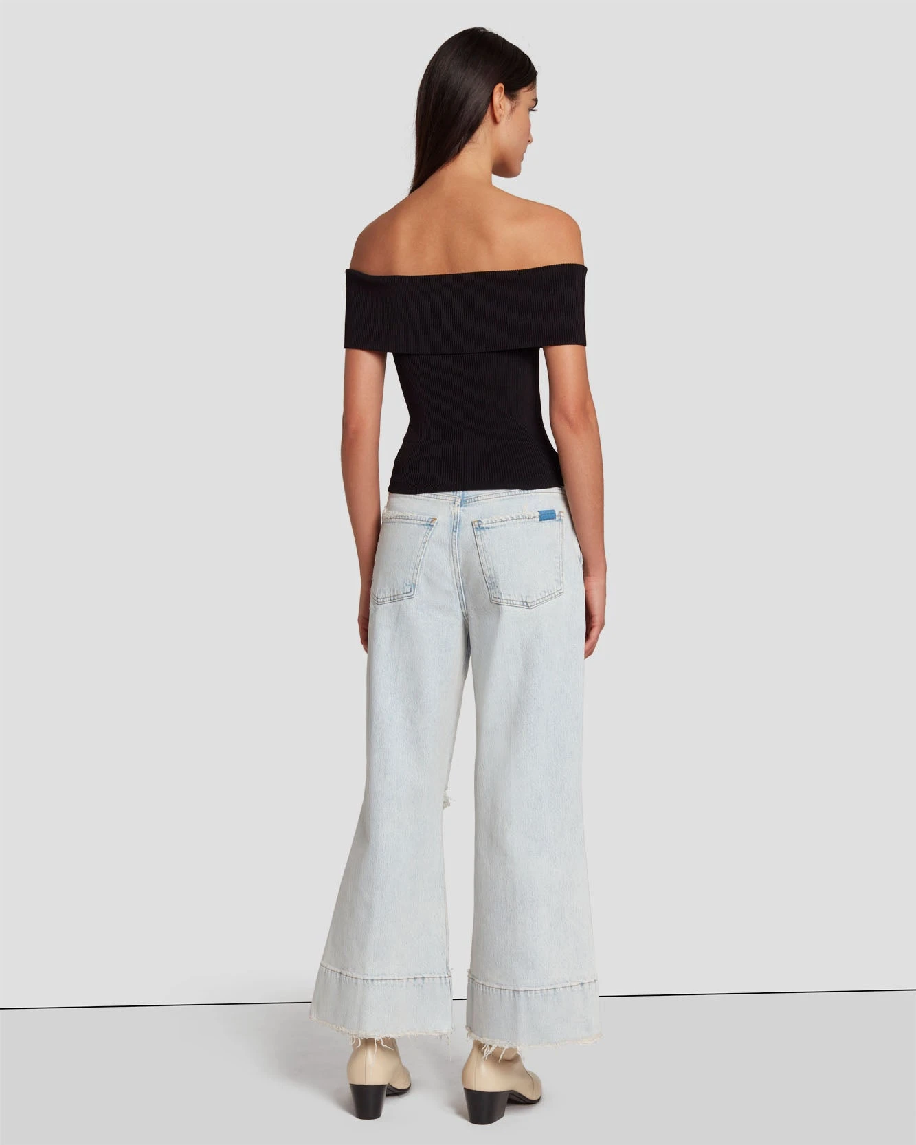 7 For All Mankind Off The Shoulder Ribbed Top In Black 6 7 For All Mankind Off The Shoulder Ribbed Top In Black - Image 4