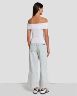 7 For All Mankind Off The Shoulder Ribbed Top In Bright White 11 7 For All Mankind Off The Shoulder Ribbed Top In Bright White -Sleek Fit Style 7N116F23 BRW 4