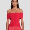 7 For All Mankind Off The Shoulder Ribbed Top In Geranium 1 7 For All Mankind Off The Shoulder Ribbed Top In Geranium -Sleek Fit Style 7N116F23 GER 1