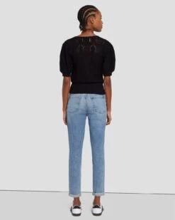 7 For All Mankind Short Sleeve Crochet Sweater In Black 11 7 For All Mankind Short Sleeve Crochet Sweater In Black -Sleek Fit Style 7N118C72 BLK 3