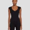 7 For All Mankind Sweetheart Rib Top In Black 2 7 For All Mankind Sweetheart Rib Top In Black -Sleek Fit Style 7N119D35 BLK 1