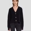 7 For All Mankind Cashmere Cardigan In Black -Sleek Fit Style 7N123F34 BLK 1