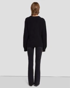 7 For All Mankind Cashmere Cardigan In Black -Sleek Fit Style 7N123F34 BLK 4