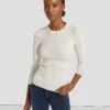 7 For All Mankind Open Back Knit Top In Cream -Sleek Fit Style 7N124D35 CRM 1