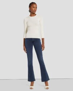 7 For All Mankind Open Back Knit Top In Cream -Sleek Fit Style 7N124D35 CRM 5