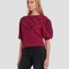 7 For All Mankind Puff Diamond Sweater In Raspberry -Sleek Fit Style 7N126F41 RBR 1