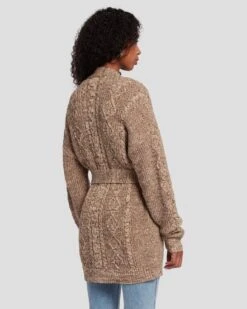7 For All Mankind Belted Cardigan In Safari -Sleek Fit Style 7N130F52 SAM 4