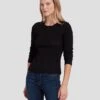 7 For All Mankind Knit Weave Top In Black 2 7 For All Mankind Knit Weave Top In Black -Sleek Fit Style 7N132D35 BLK 1