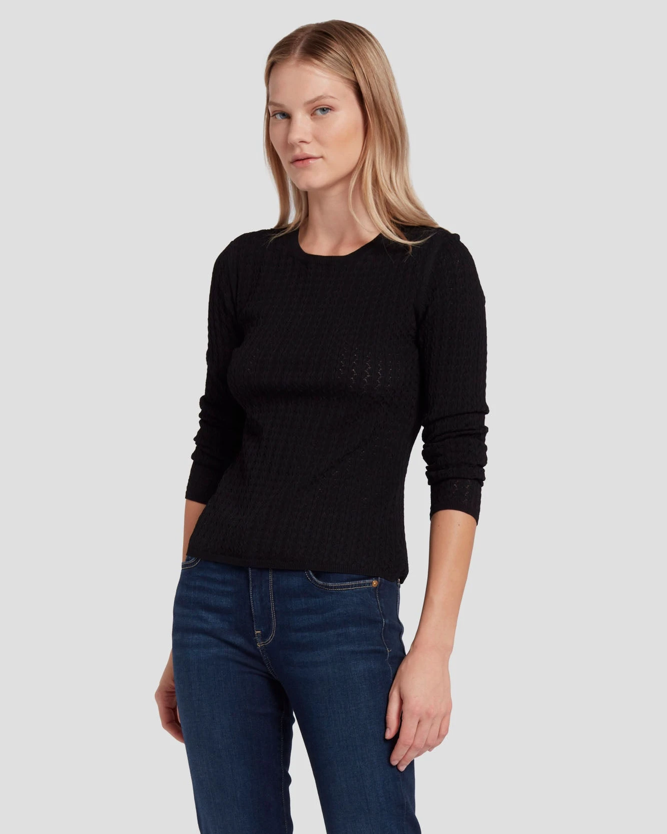 7 For All Mankind Knit Weave Top In Black 3 7 For All Mankind Knit Weave Top In Black