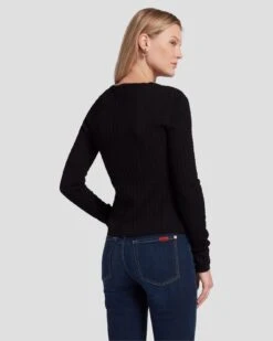 7 For All Mankind Knit Weave Top In Black 13 7 For All Mankind Knit Weave Top In Black -Sleek Fit Style 7N132D35 BLK 4