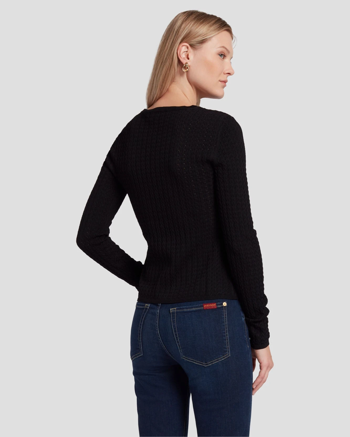 7 For All Mankind Knit Weave Top In Black 8 7 For All Mankind Knit Weave Top In Black - Image 6