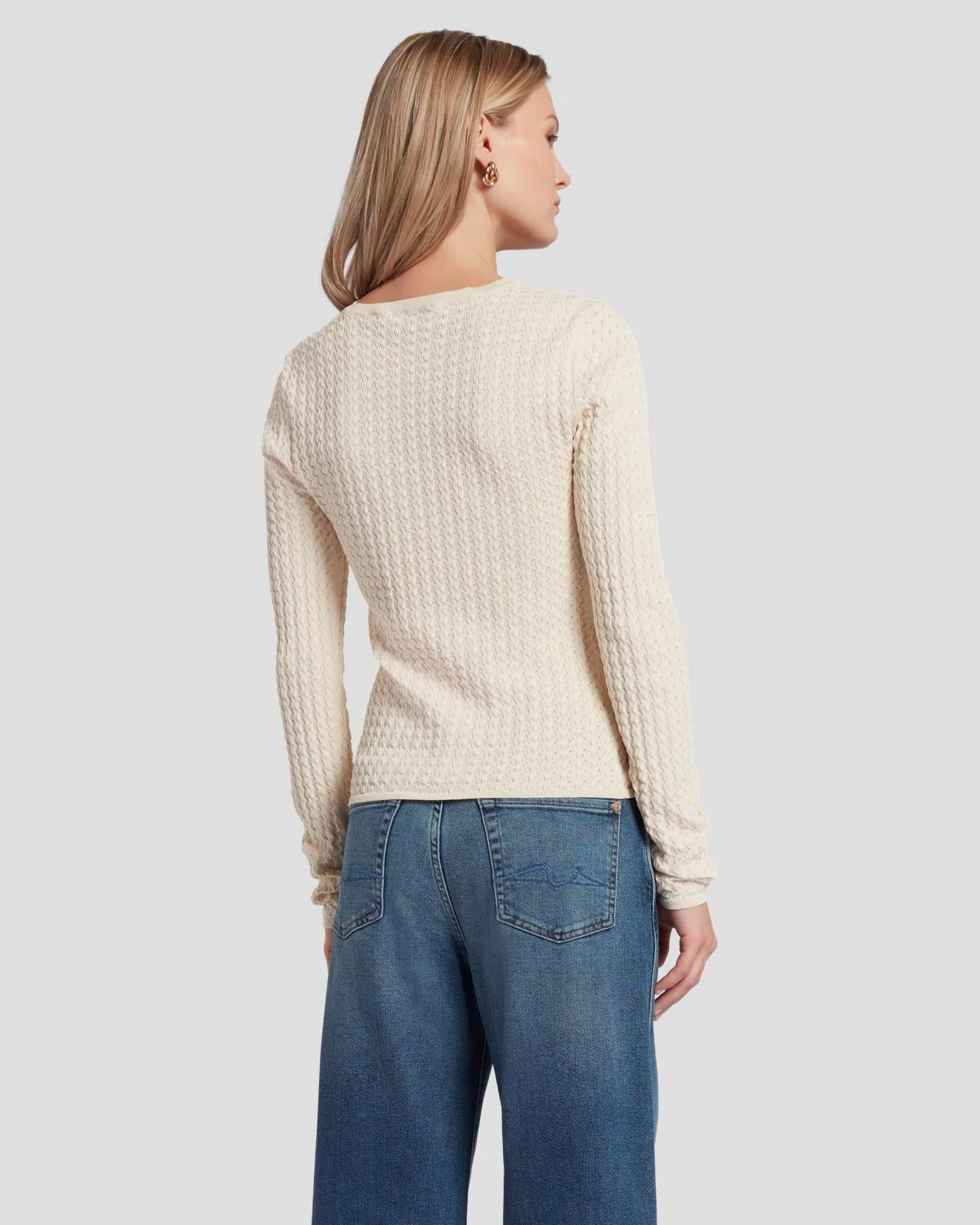 7 For All Mankind Knit Weave Top In Bone 6 7 For All Mankind Knit Weave Top In Bone - Image 4