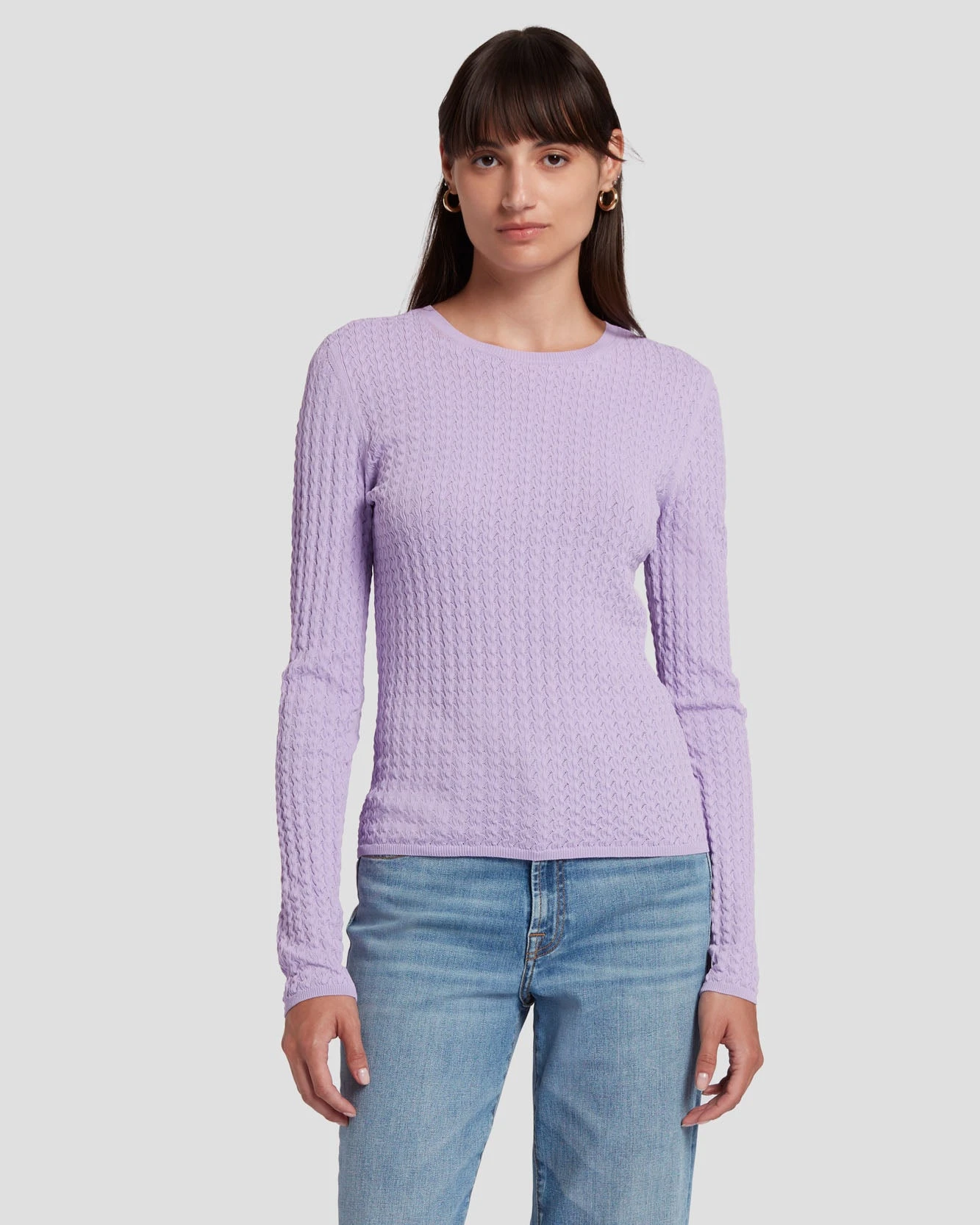 7 For All Mankind Knit Weave Top In Lavender 3 7 For All Mankind Knit Weave Top In Lavender