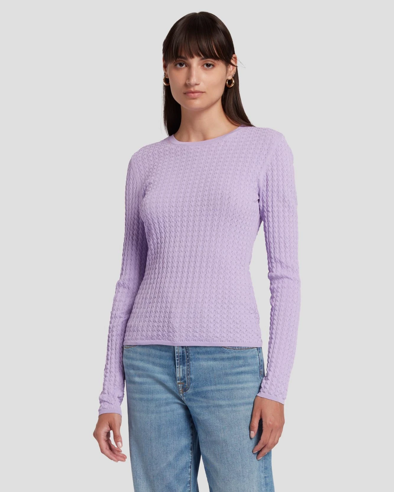 7 For All Mankind Knit Weave Top In Lavender 4 7 For All Mankind Knit Weave Top In Lavender - Image 2