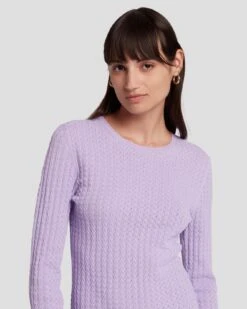7 For All Mankind Knit Weave Top In Lavender 10 7 For All Mankind Knit Weave Top In Lavender -Sleek Fit Style 7N132D35 LAV 3