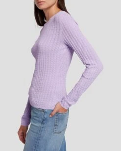 7 For All Mankind Knit Weave Top In Lavender 12 7 For All Mankind Knit Weave Top In Lavender -Sleek Fit Style 7N132D35 LAV 5