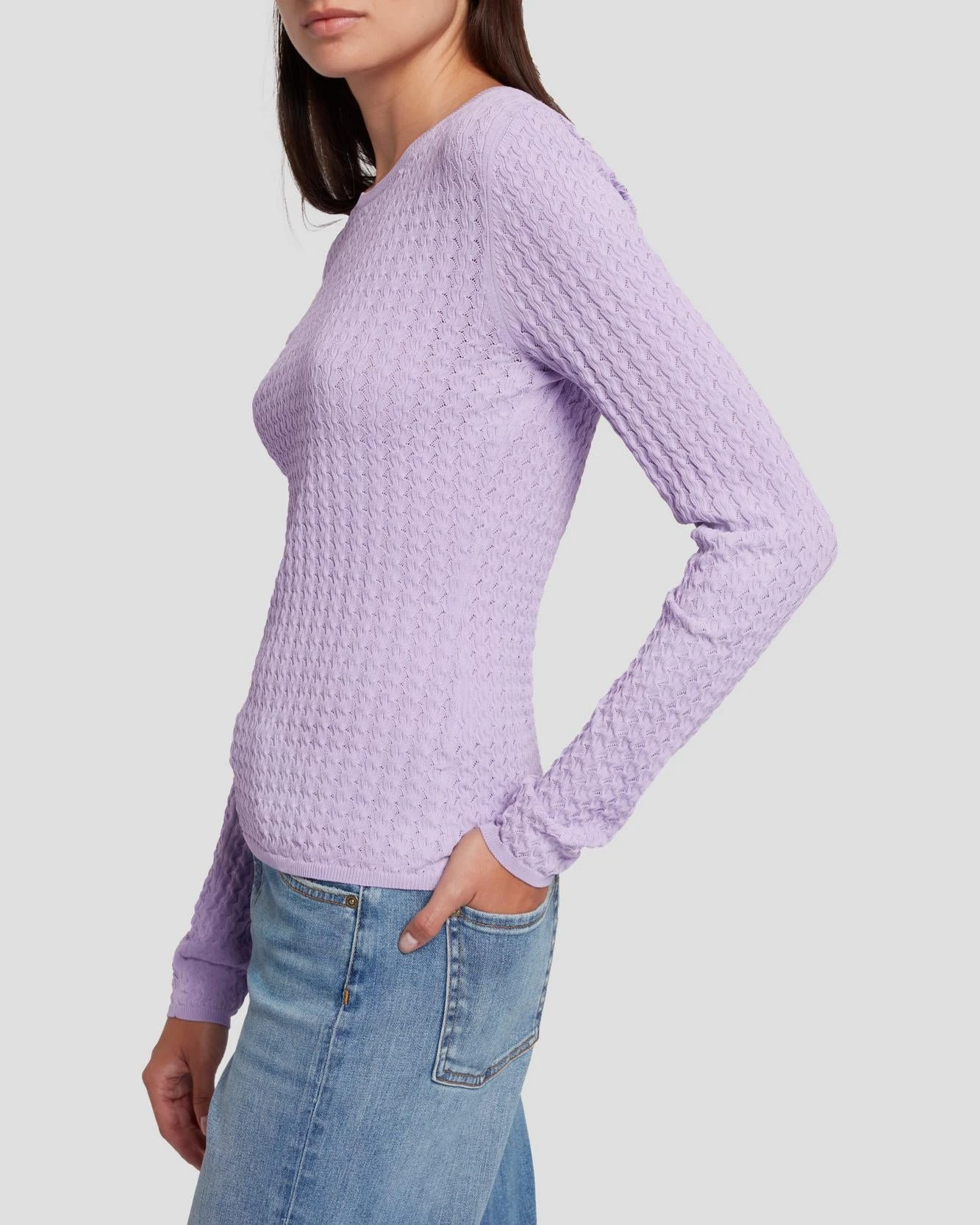 7 For All Mankind Knit Weave Top In Lavender 7 7 For All Mankind Knit Weave Top In Lavender - Image 5