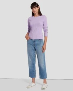 7 For All Mankind Knit Weave Top In Lavender 13 7 For All Mankind Knit Weave Top In Lavender -Sleek Fit Style 7N132D35 LAV 6