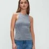 7 For All Mankind Racerback Tank In Soft Slate -Sleek Fit Style 7N278C59 SSL 01