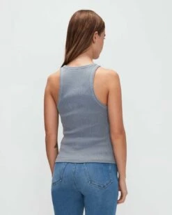 7 For All Mankind Racerback Tank In Soft Slate -Sleek Fit Style 7N278C59 SSL 04