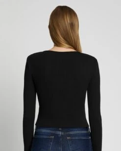 7 For All Mankind Quarter Zip Ribbed Top In Moonless Night -Sleek Fit Style 7N331F08 MLN 4